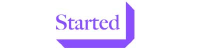 Started logo in purple with stylized arrow design